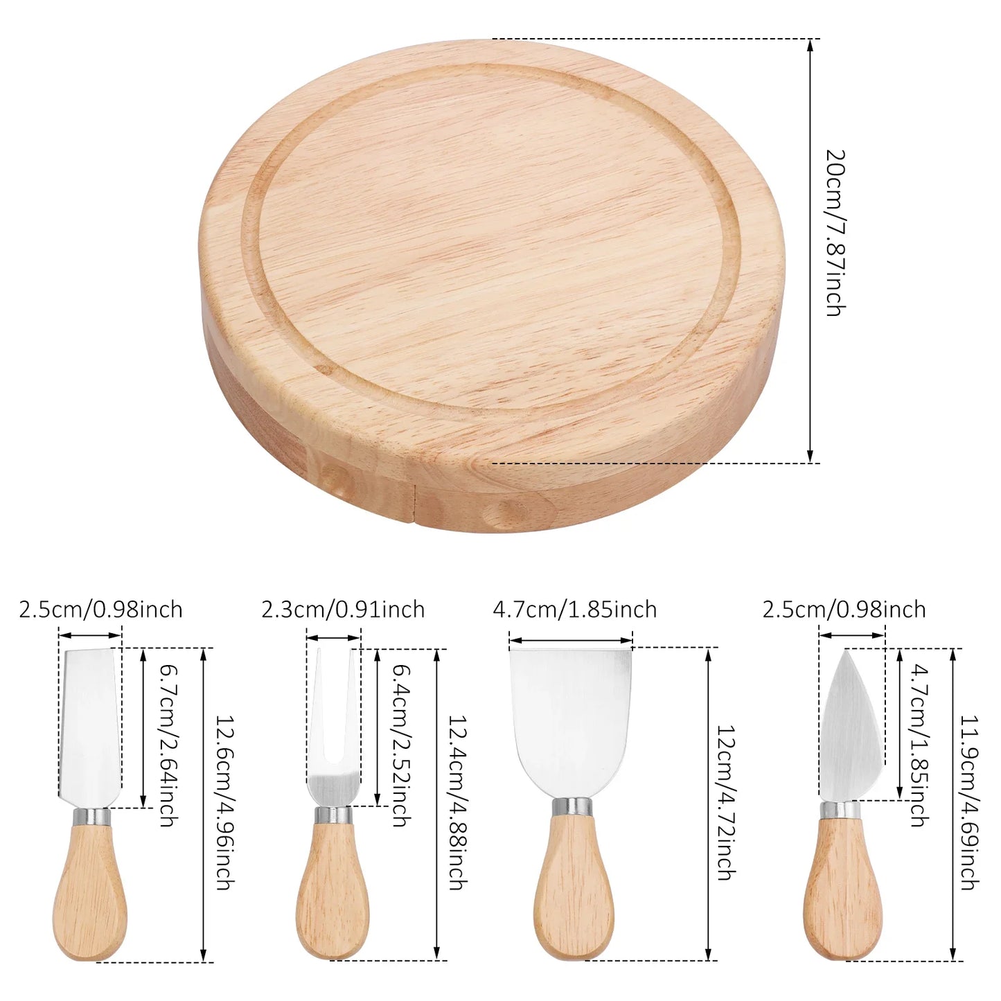 Tabla de Bambú para Pizza y Quesos con Cuchillo Incluido – Bandeja Multiusos para Pasteles, Postres, Pan y Botanas | Ideal para Fiestas, Navidad y Reuniones