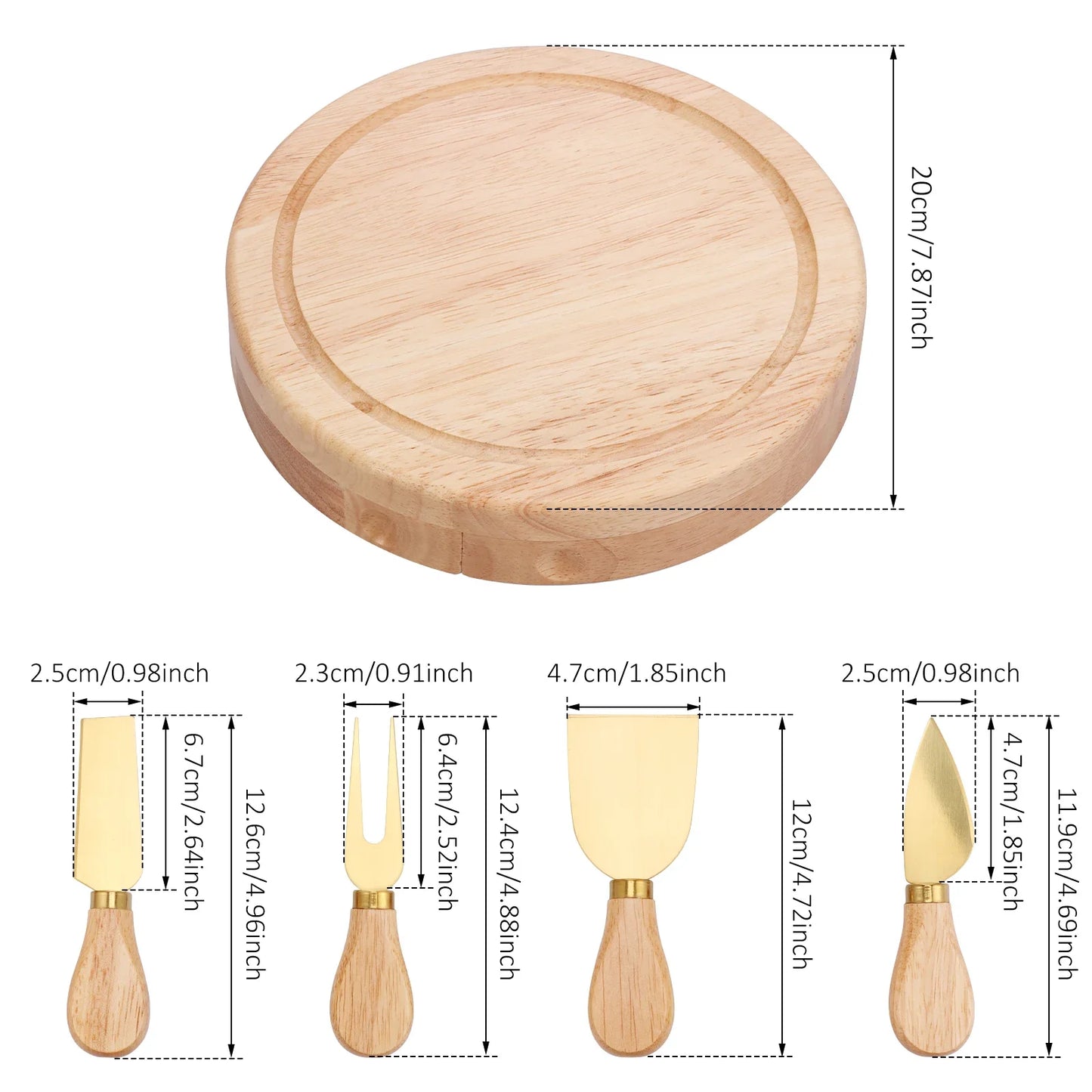 Tabla de Bambú para Pizza y Quesos con Cuchillo Incluido – Bandeja Multiusos para Pasteles, Postres, Pan y Botanas | Ideal para Fiestas, Navidad y Reuniones
