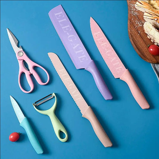 Juego de cuchillos de cocina de acero inoxidable coloridos